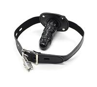 Dildo Penis Mouth Ball Gag with Lockable Leather Strap Paly Ball for Men Woman