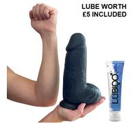 Dildo Sex Toy Realistic 10 Inch BLACK HUGE GIRTH Balls Suction Cup + £5 LUBE