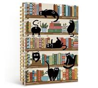Dilemat Black Cat Notebook Journal,Book Lovers Reader Gifts Journal for Women Men, Black Cat Gifts, Librarian Bookish Bookworm Gift Hardcover Spiral Notebook 5.5x8.3 Inch