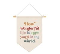 Dilemat Boho Nursery Decor, How Wonderful Life Is Now You're in the World Wall Pennants Banners, Boho Positive Affirmations Wall Hanging Flag for Toddler Kids Room Bedroom Playroom Decor