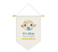 Dilemat Coastal Ocean Nursery Decor, It's Okay to Make Mistakes Inspirational Wall Pennants Banners, Nautical Ocean Animal Mental Health Education Wall Hanging Flag for Room Playroom Classroom Decor