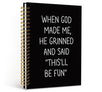 Dilemat Funny Notebooks for Work,Inspirational Journal for Women Men,Positive Affirmations Gifts,Christian Gifts for Women,When God Made Me He Grinned Hardcover Spiral Notebook 5.5x8.3 Inch