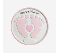 Diletto Gifts Baby's 1st Christmas - Footprints Hanging Christmas Decoration - Blue / Pink - Pink