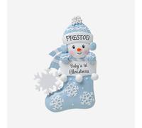 Diletto Gifts Baby's 1st Christmas - Snowman in Stocking Hanging Christmas Decorations - Blue
