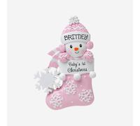 Diletto Gifts Baby's 1st Christmas - Snowman in Stocking Hanging Christmas Decorations - Pink