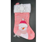 Diletto Gifts Baby's 1st Christmas - Snowman Stocking - Blue / Pink / Red - Baby Pink