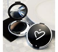 Diletto Gifts Black Heart Design Compact Mirror