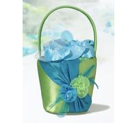 Diletto Gifts Blue & Green Satin Flower Basket