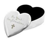 Diletto Gifts Confirmation Cross Design Heart Shaped Trinket Box