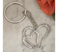 Diletto Gifts Elegant Chrome Double Heart Keychain