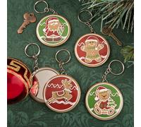 Diletto Gifts Gingerbread themed holiday pocket mirror with key chain - Reindeer