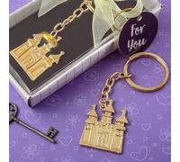 Diletto Gifts Gold Metal Castle Feather Design Keychain