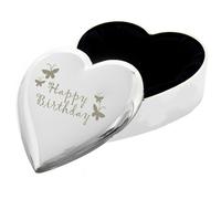 Diletto Gifts Happy Birthday Butterfly Design Heart Shaped Trinket Box