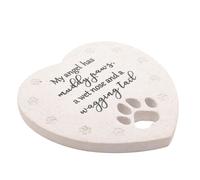 Diletto Gifts Heart Shaped Dog Memorial Poly-Stone Plaque - Paw Print - Pet Remembrance Tribute Bereavement Ornament