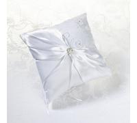Diletto Gifts Lillian Rose White Lace & Rhinestone Ring Pillow