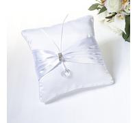 Diletto Gifts Lillian Rose White Satin Rhinestone Ring Pillow