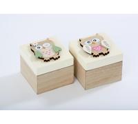 Diletto Gifts Mini Owl Wooden Trinket Box in 2 Designs - Winking