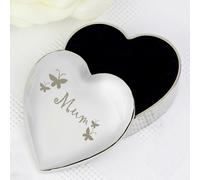Diletto Gifts Mum Butterfly Design Heart Shaped Trinket Box