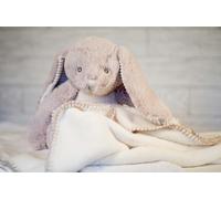 Diletto Gifts My First Year Multi Aperture Photo Frame + Plush Rabbit with Blanket Gift Set