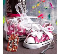 Diletto Gifts Oh So Cute Star Print Baby Sneaker Key Chain - Pink