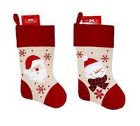 Diletto Gifts Personalised Christmas Stocking - Red & Cream - Santa