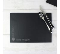 Diletto Gifts Personalised Heart Motif Slate Placemat