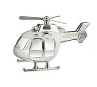 Diletto Gifts Personalised Silver Plated Helicopter Money Box