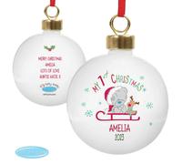 Diletto Gifts Personalised Tiny Tatty Teddy My 1st Christmas Sleigh Bauble