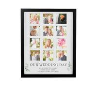 Diletto Gifts Personalised Wedding Multi Photo Frame - White or Black Frame - Black