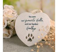 Diletto Gifts Pet Memorial Heart Stone with Paw Print - for Cats & Dogs