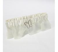 Diletto Gifts Satin Garter with Rhinestone Butterfly ~ Ivory or White - Ivory