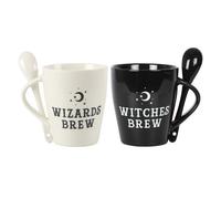 Diletto Gifts Witch and Wizard Couples Mug and Spoon Set