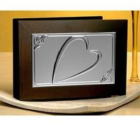 Diletto Gifts Wood with Embossed Silver Plated Heart Design Photo Album