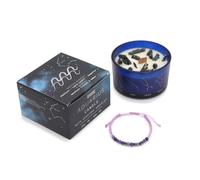 Diletto Gifts Zodiac Crystal Candle with Gemstone Bracelet - Aquarious