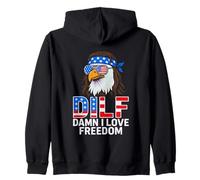 DILF Damn I Love Freedom Bald Eagle Zip Hoodie