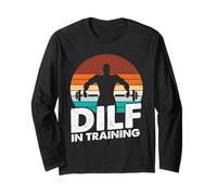 DILF in Training Workout Weight Training Gym Dad Fathers Day Long Sleeve T-Shirt