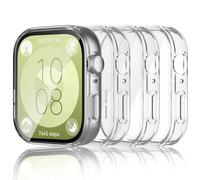 Dilhvy (4pack Case Compatible with HUAWEI WATCH FIT 3 Screen Protector, Soft TPU Face Cover Scratch Resistant Full Protective Bumper Set Ultra-Thin Smartwatch Accessories for Men Women