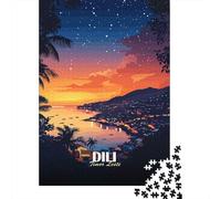 Dili, Timor Leste at Sunset 1000 Piece Jigsaw Puzzle, 38x26cm/1000pcs, for Adults, Puzzle Gift Idea, Evening Leisure And Year-Round Leisure