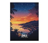 Dili, Timor Leste at Sunset Colourful Jigsaw Puzzle for Adults, 500 PCS