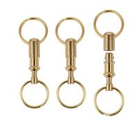 Dilidou 3 Pack Quick Release Keychain, Detachable Pull Apart Keychain, Double Spring Split Snap Separate Chain Convenience Accessory, Brass, Gold, Gold, 3.2 x 1.0 x 0.39 inches