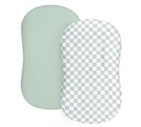 DILIMI Baby Lounger Covers, 2 Pack Muslin Newborn Lounger Cover, Soft Comfortable Removable Infant Pillow Slipcover for Girl and Boy, Green Checkered (Lounger not Included)