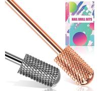 Dill Bits for Nails 2 PCS, 3/32'' Safety Nail Drill Bits, Smooth Top Carbide Bits for Acrylic, Soft Gel, MEDIUM Nail Bit Set for Manicure Pedicure, Beginners Bits, Rose Gold & Sky Grey (M)
