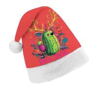 Dill Doe Funny Pickle Deer Santa Hat Christmas Holiday Party Headwear for Adults Soft Velvet Festive Costume Accessory Child