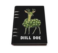 Dill Doe Funny Pickle Deer Trendy Notebook Binder A5 Slim Foldable Binder 6 Metal Ring Refillable Paper Notepad