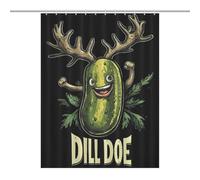 Dill Doe Funny Pickle Waterproof Shower Curtain with 12 Hooks Washable Quick Dry Bathroom Curtains