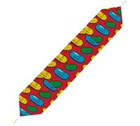 Dill Pickles Print Table Runner for Dining Table, Short Plush Runners Washable & Durable Tablerunner Modern Home Decor for Wedding, Kitchen, Holiday 200*33cm