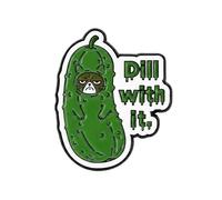 Dill With It Funny Pickle Cat Enamel Lapel Pin Badge 3cm x 2.5cm Cute Grumpy Cartoon Pickle Metal Pin Novelty Humour Gift for Jackets Backpacks Hats and Collectors