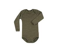 DILLING Baby Bodysuit w/Long Sleeve - Organic Merino Wool Dark Green Melange 74