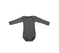 DILLING Baby Bodysuit w/Long Sleeve - Organic Merino Wool Dark Grey Melange 86