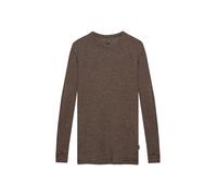 Dilling Men's Merino Wool Long-Sleeved Shirt Base Layer 1x1 Smooth Temperature Regulating Breathable Odour Resistant, Hazelnut Brown, L
